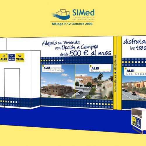 Stand modular de 50 metros para el 5º Salón Inmobiliario del Mediterráneo (SIMed 2008) de ALEI Promotores Inmobiliarios, Grupo Vera