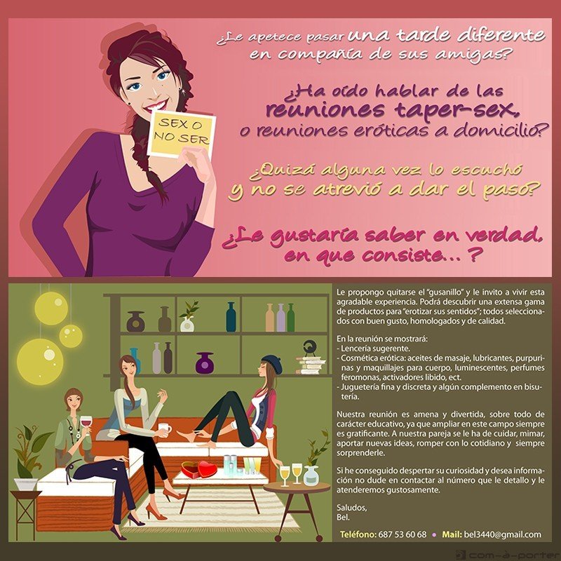 Flyer de reuniones taper-sex a domicilio