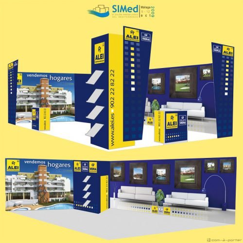 Stand modular de 50 metros para 6º Salón Inmobiliario del Mediterráneo (SIMed 2009) de ALEI Promotores Inmobiliarios, Grupo Vera