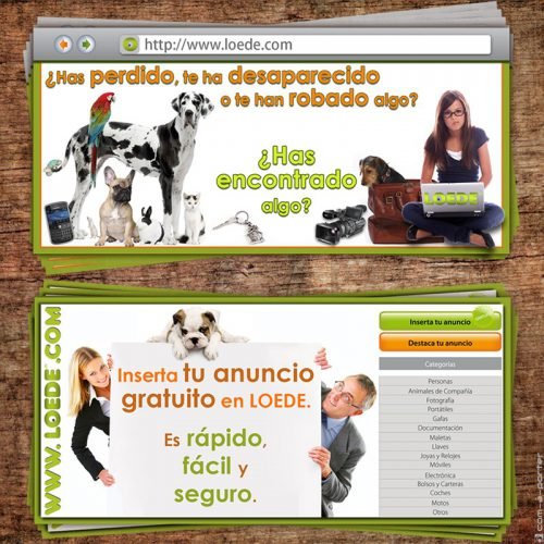 Flyer publicitario del portal de anuncios LOEDE