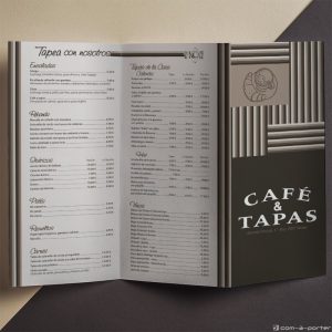 Tríptico Carta de Menú de Café & Tapas en Español y en Inglés