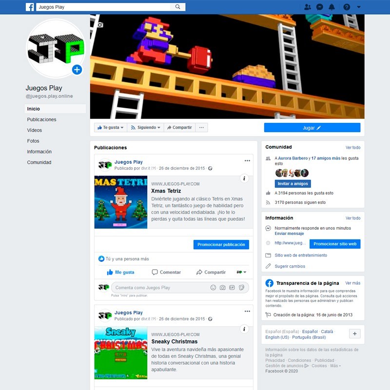 Gestión del perfil de Facebook de Juegos-Play