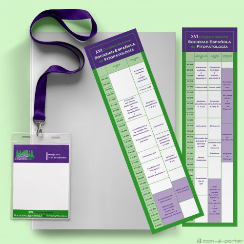 Diseño de credencial y guarda-páginas con programa de congreso