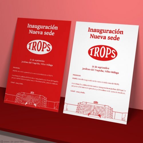 Cartelería de la inauguración de nueva sede de Trops