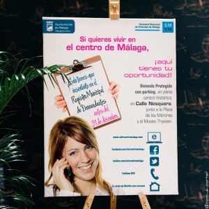 Cartel de la Sociedad Municipal de Viviendas de Málaga (Ayuntamiento de Málaga)