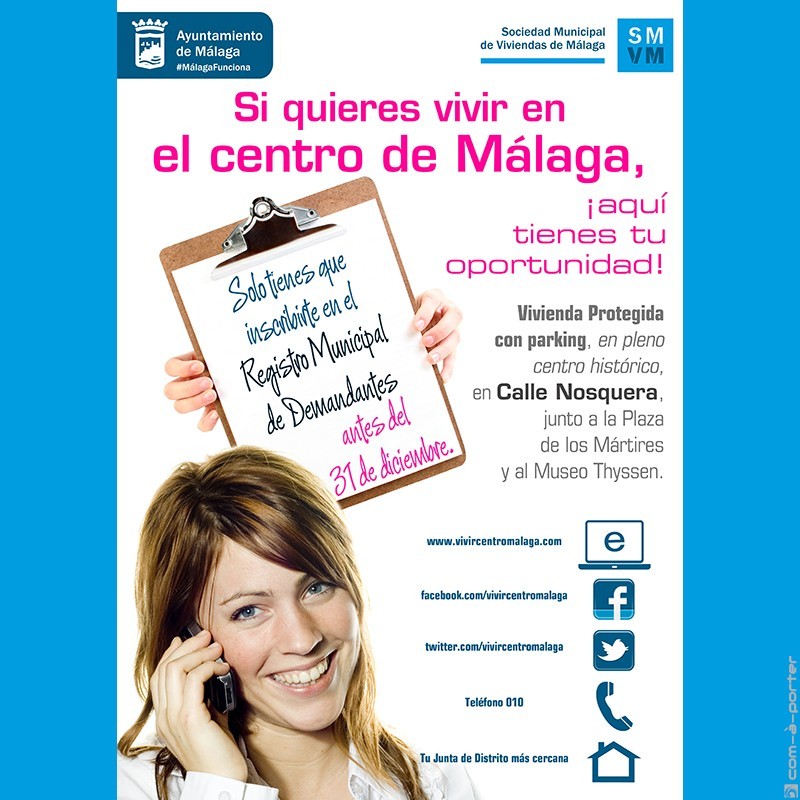 Cartel de la Sociedad Municipal de Viviendas de Málaga (Ayuntamiento de Málaga)