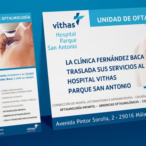 Cartel de la Unidad de Oftalmología de Vithas Hospital Parque San Antonio