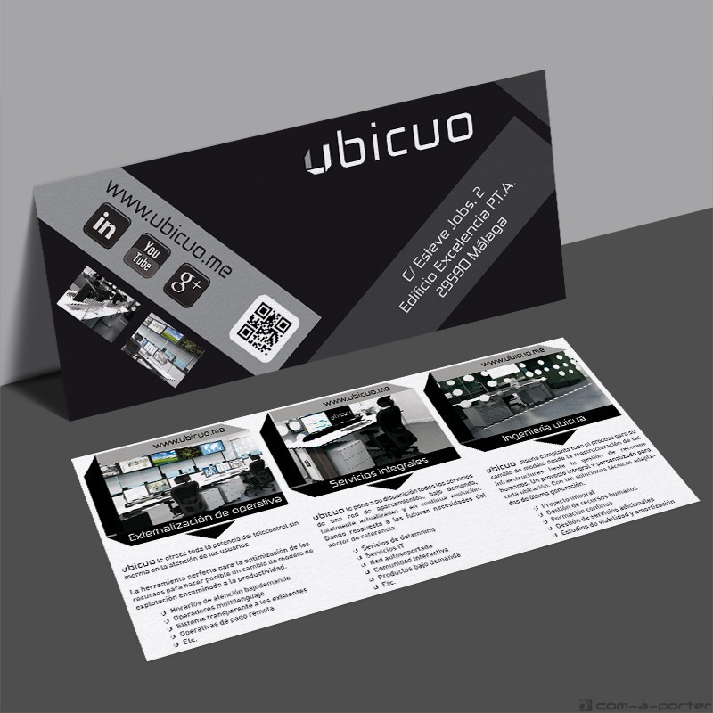 Flyer de presentación de servicios de Ubicuo