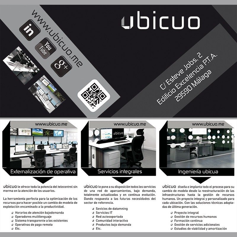 Flyer de presentación de servicios de Ubicuo