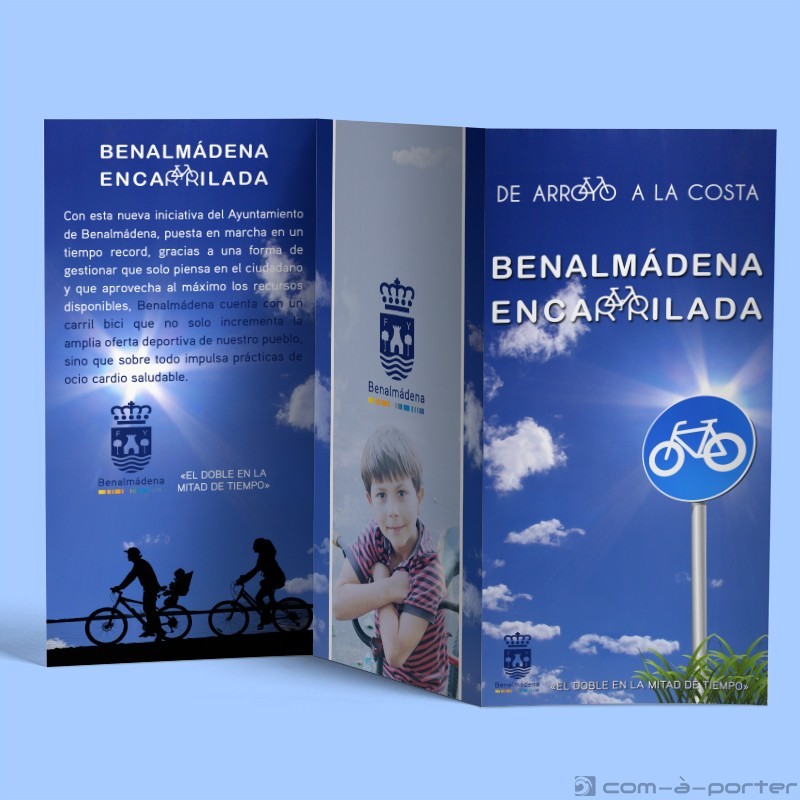 Tríptico de la campaña del carril bici del Ayuntamiento de Benalmádena