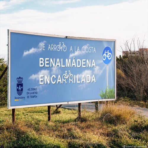 Gráfica exterior (Valla y Mupis) para la campaña del carril bici del Ayuntamiento de Benalmádena