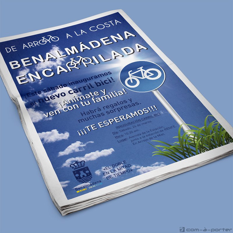 Página completa de Publicidad del Ayuntamiento de Benalmádena para su Campaña del Carril Bici