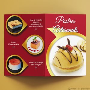 Díptico Carta de Postres Artesanales (en catalán) de Brubelca