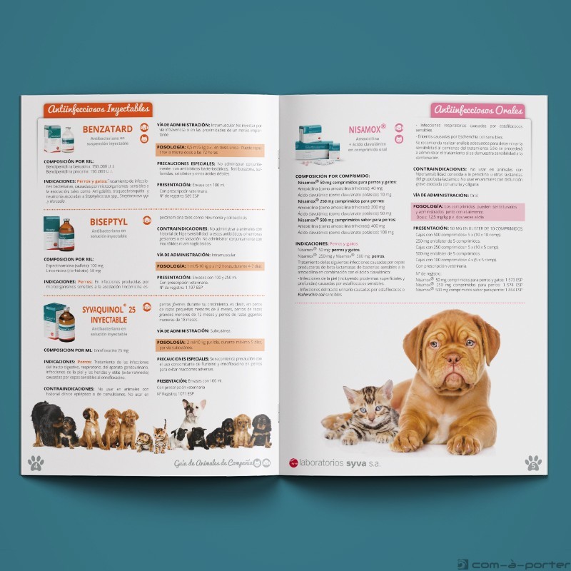 Maquetación de Guía de Productos de Animales (Compañía y Équidos) de Laboratorios Syva