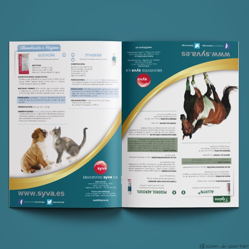 Maquetación de Guía de Productos de Animales (Compañía y Équidos) de Laboratorios Syva