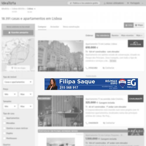 Megabanner de agente inmobiliaria en Lisboa (Portugal) para portal inmobiliario www.idealista.pt