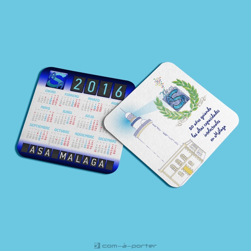 Diseño de calendario de bolsillo 2016 de ASA Málaga