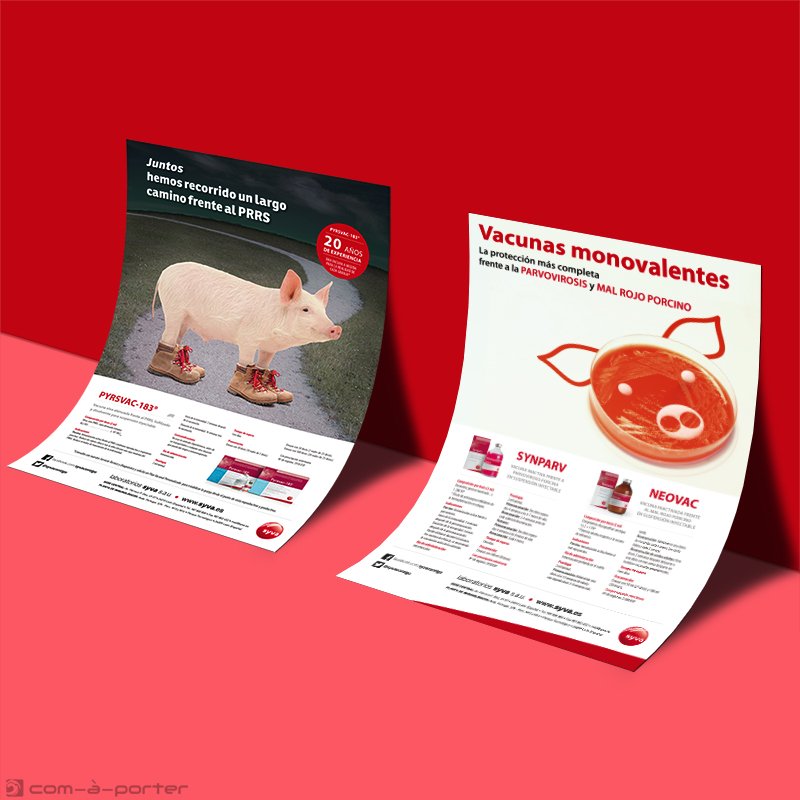 Páginas completas de Publicidad de Vacunas para Porcino de Laboratorios Syva