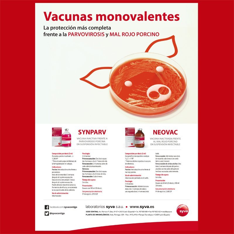 Páginas completas de Publicidad de Vacunas para Porcino de Laboratorios Syva