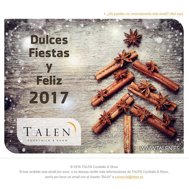 Felicitación de Navidad 2016 de TALEN Cocktails & Show