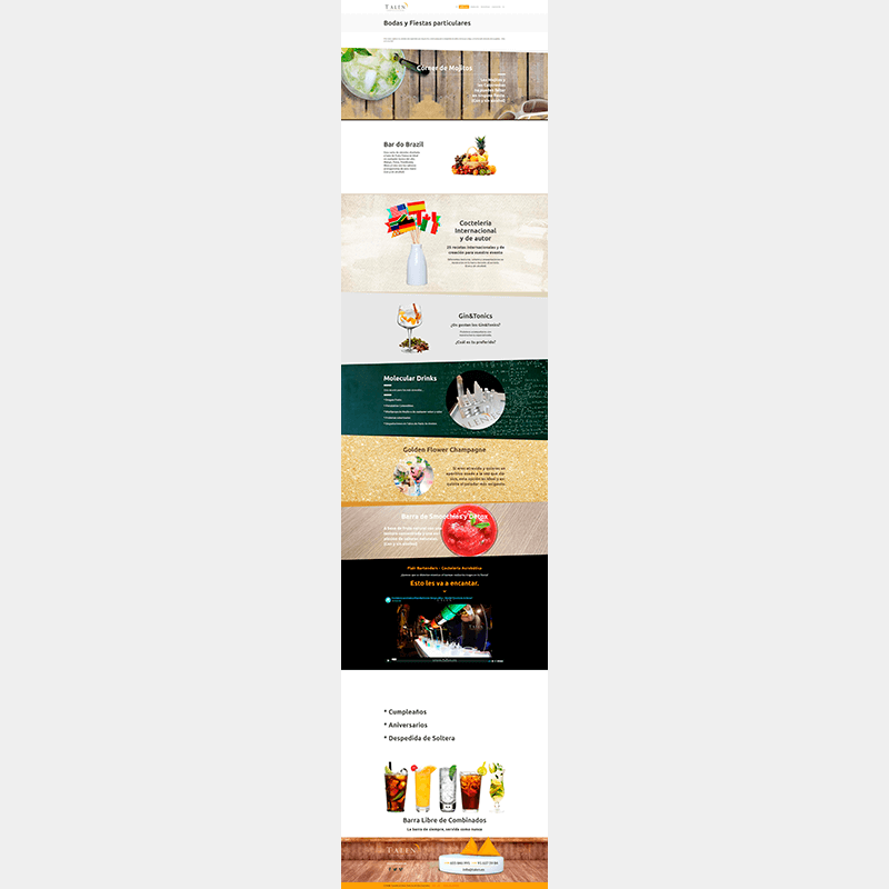 Página web de TALEN Cocktails & Show