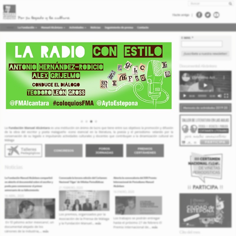 Banner informativo del Encuentro / coloquio "La Radio con Estilo" de la Fundación Manuel Alcántara
