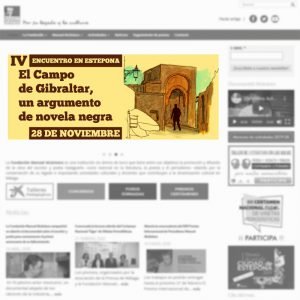 Banner informativo del Encuentro / Coloquio "El Campo de Gibraltar: un argumento de novela negra" de la Fundación Manuel Alcántara