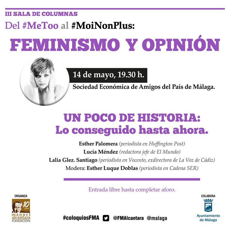 Adaptación para las Redes Sociales del cartel del Encuentro / Coloquio "Feminismo y Opinión" de la Fundación Manuel Alcántara