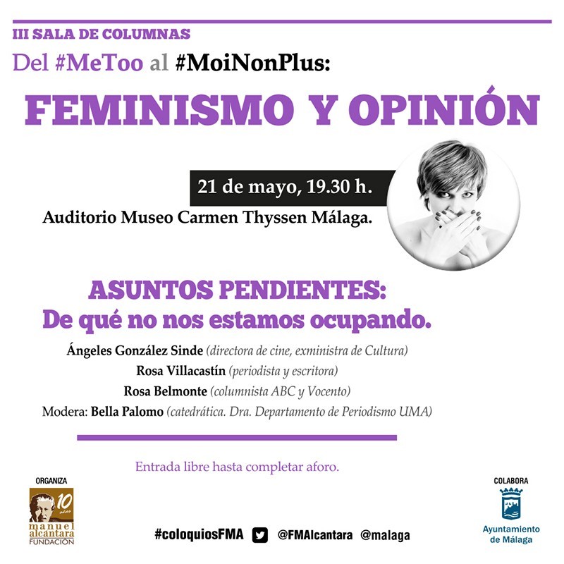 Adaptación para las Redes Sociales del cartel del Encuentro / Coloquio "Feminismo y Opinión" de la Fundación Manuel Alcántara