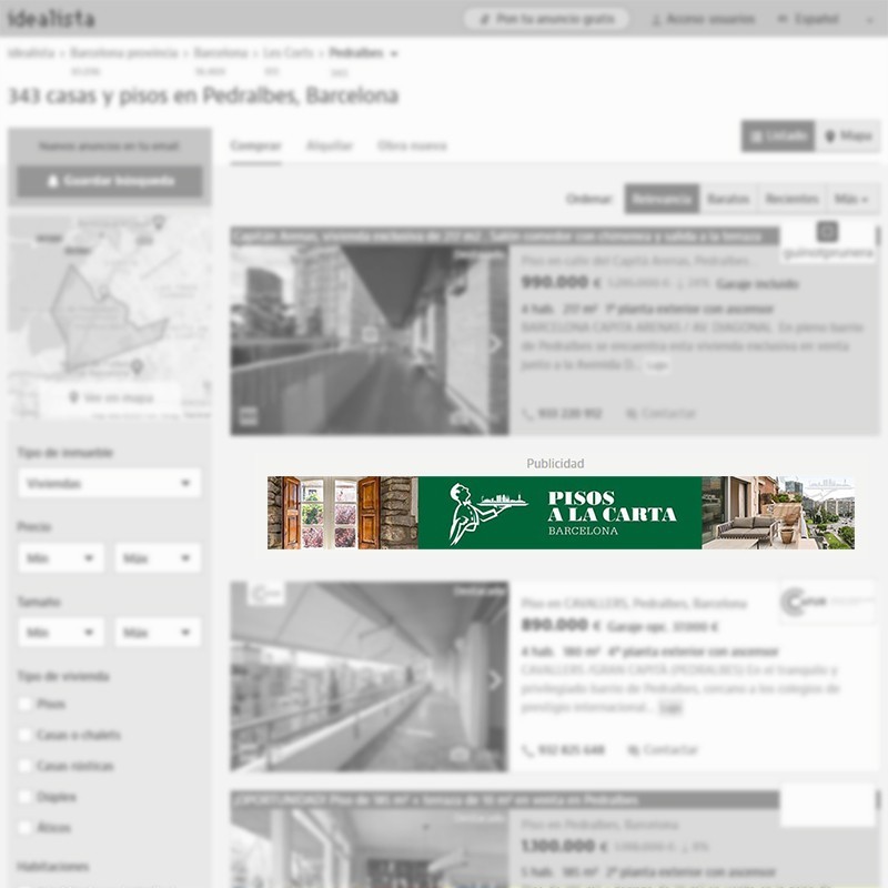 Megabanner de agencia inmobiliaria en Barcelona para portal inmobiliario www.idealista.com