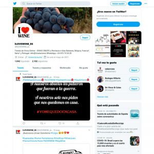 Gestión del perfil de Twitter de ILOVEWINE