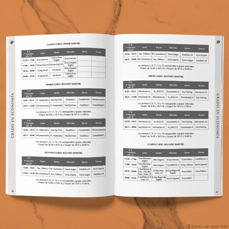 Maquetación del Libro Programación Académica Curso 2019/2020 de la Facultad de Ciencias Económicas y Empresariales de la Universidad de Málaga