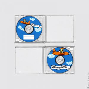 Diseño de galleta de disco CD de Biplano Producciones