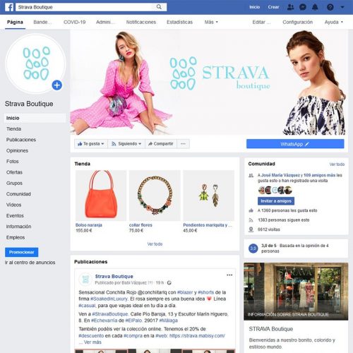 Gestión del perfil de facebook de Strava Boutique