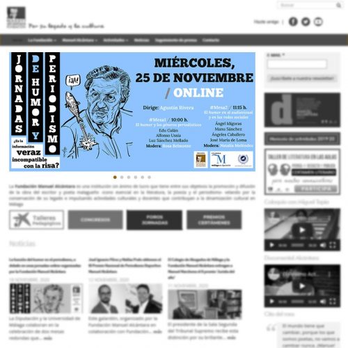 Banners informativos de las Jornadas de Humor y Periodismo para la web de la Fundación Manuel Alcántara