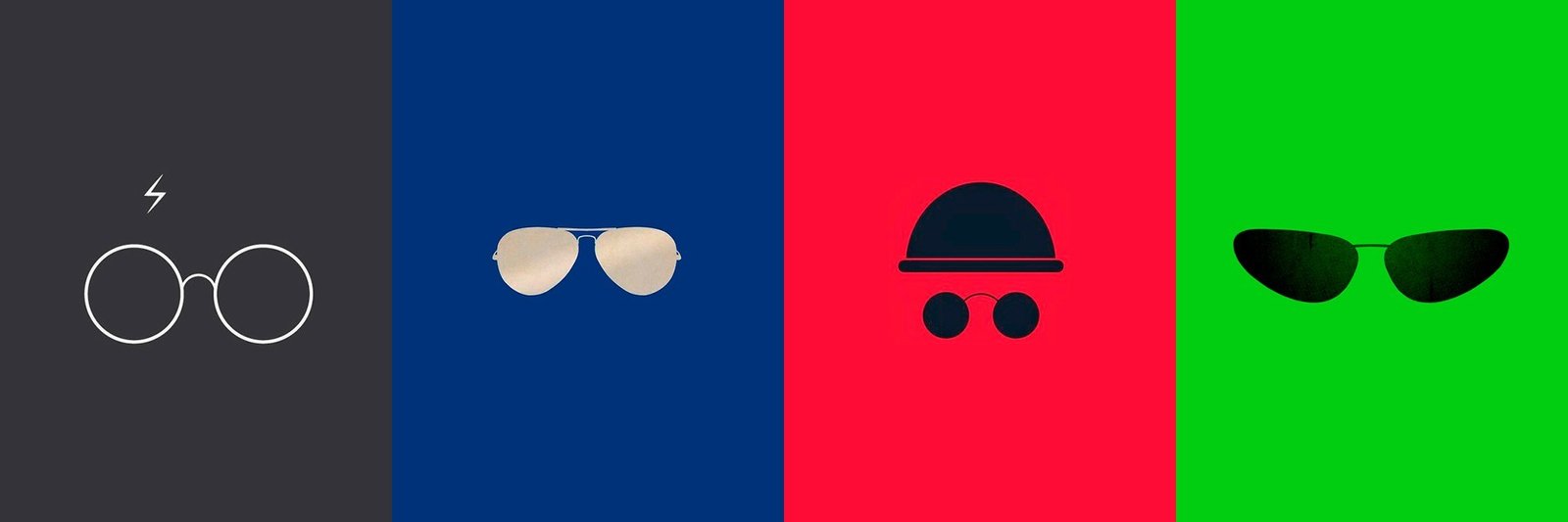 Carteles de películas minimalistas solo con gafas