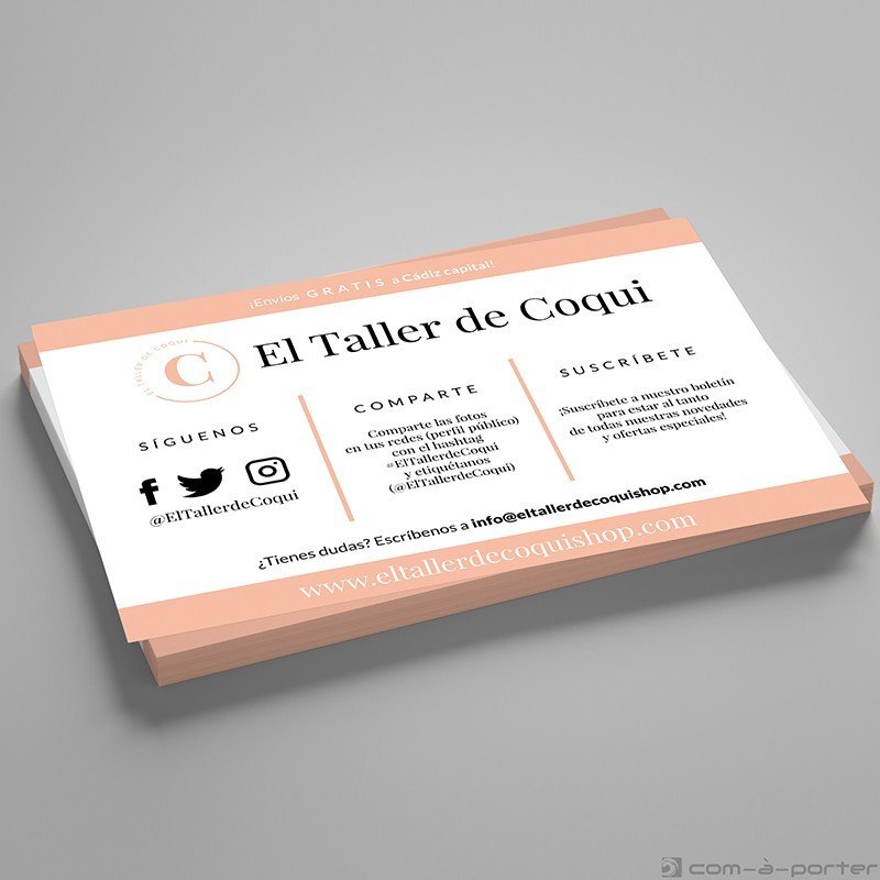 Flyer para tienda física en Cádiz El Taller de Coqui