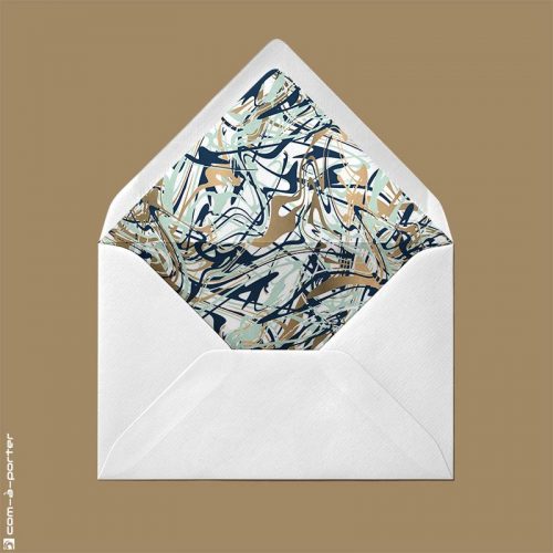 Diseño de sobre forrado verjurado blanco con fondo abstracto para Invitación de Boda