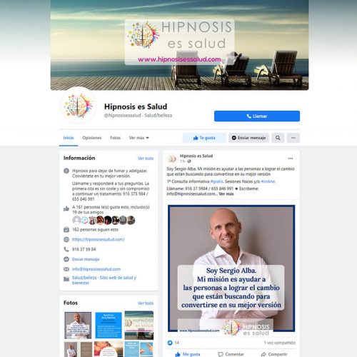 Gestión del perfil de Facebook de Hipnosis es Salud