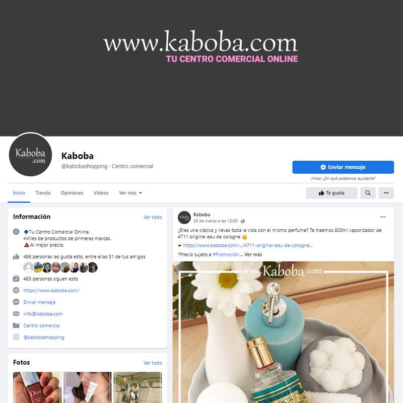 Gestión del perfil de Facebook de Kaboba Shopping