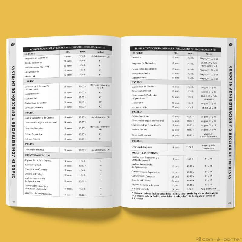 Maquetación del Libro Programación Académica Curso 2022/2023 de la Facultad de Ciencias Económicas y Empresariales de la Universidad de Málaga