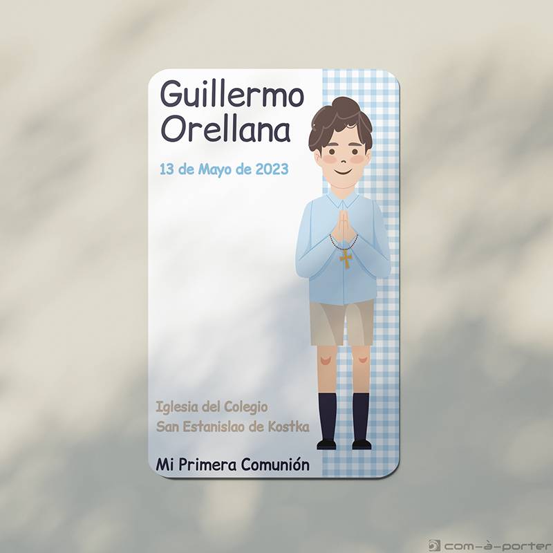 Estampa Recordatorio de Primera Comunión para niño en Málaga