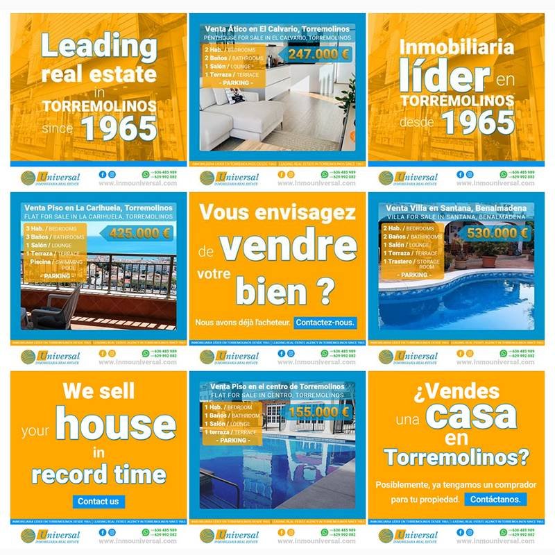 Gestión del perfil de la red social Instagram de Inmobiliaria Universal en Torremolinos