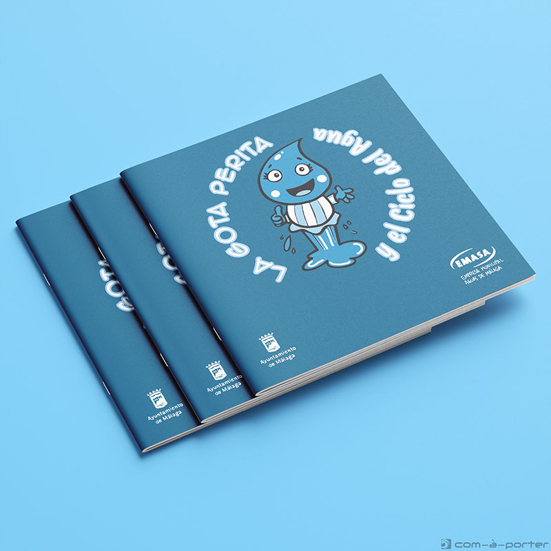Maquetación de cuaderno educativo sobre el ciclo del agua de EMASA, Empresa Municipal de Aguas de Málaga