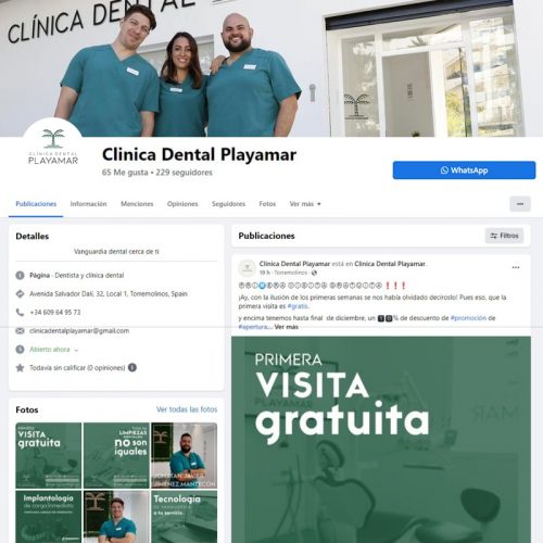 Gestión del perfil de la red social Facebook de Clínica Dental Playamar