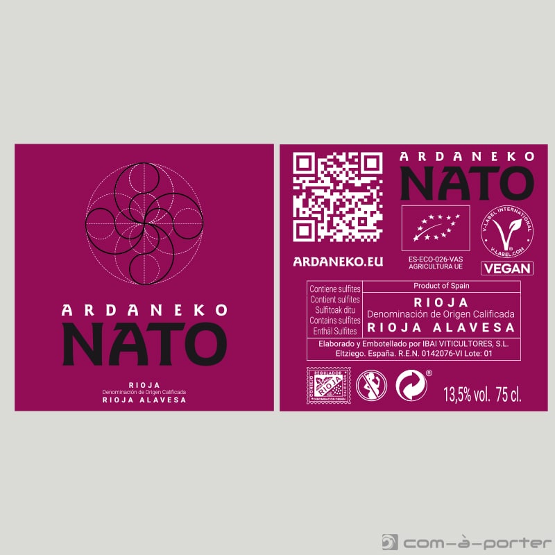 Diseño de etiqueta de vino para el tinto ARDANEKO NATO