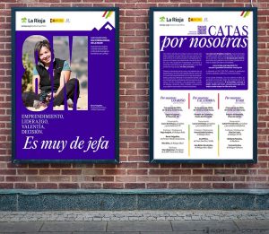 Cartelería Catas Por Nosotras organizadas por ILOVEWINE y el Gobierno de La Rioja, con motivo del Día Internacional de la Mujer (8M)