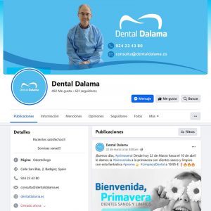 Gestión del perfil de la red social Facebook de Centro Dental Dalama