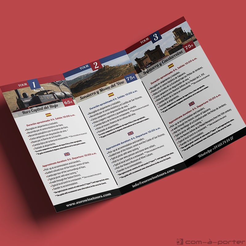 Tríptico informativo de las Excursiones organizadas por EUROWINETOURS