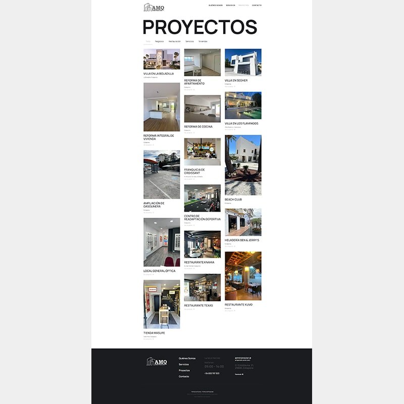 Página web de AMQ Construcción y Reformas